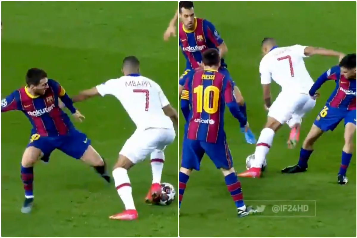 Video: Kylian Mbappe tricks past Lionel Messi and battles through Pedri and Sergio Busquets in skilful run in unstoppable display vs Barcelona