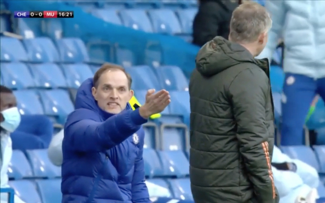 Video: Thomas Tuchel absolutely rages at unbothered Solskjaer after Man United had penalty checked against Chelsea