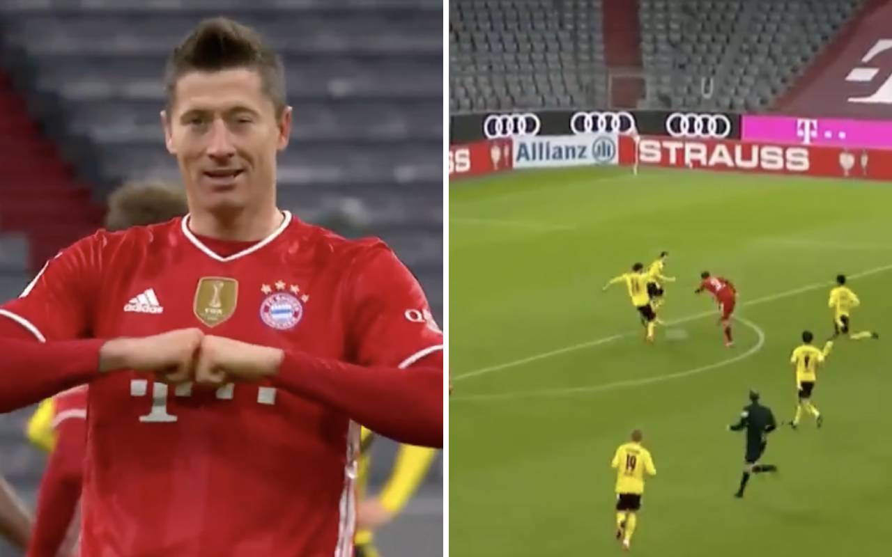 Video: Robert Lewandowski brushes aside Erling Haaland by completing hat-trick vs Borussia Dortmund with brilliant finish