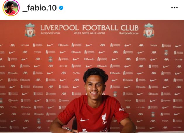 Possible future Liverpool transfer target likes Fabio Carvalho Instagram post