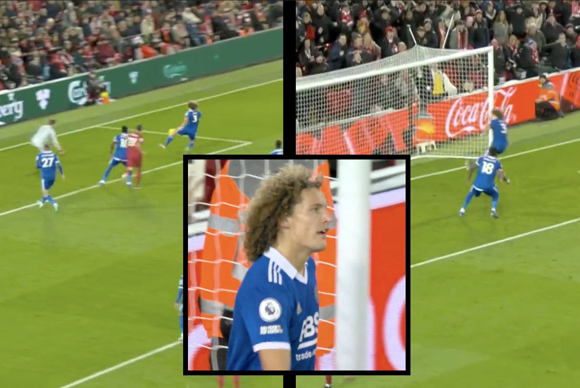(Video) Wout Faes embarrassingly nets brace of bizarre own goals against Liverpool