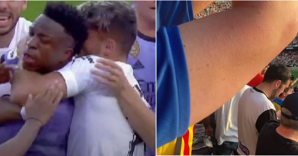 Disgusting scenes in La Liga as Valencia fans racially abuse Real Madrid’s Vinicius Jr – results in him getting sent off CaughtOffside
