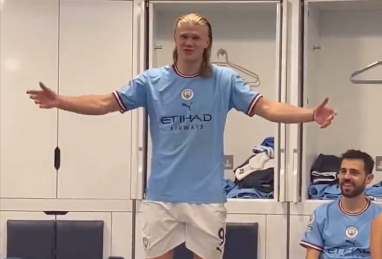 Video: Erling Haaland’s post-match words to his Man City team-mates after breaking Premier League record CaughtOffside
