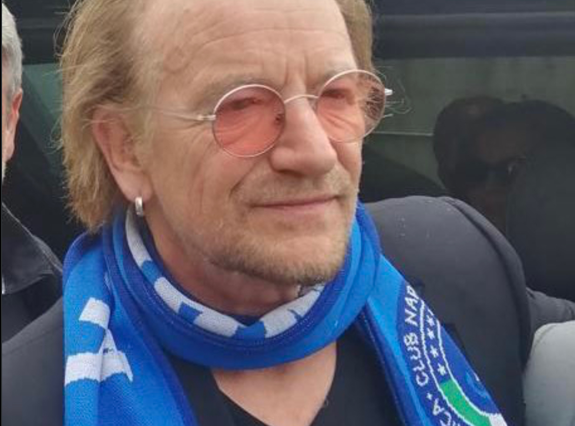 Photo: U2’s Bono snapped wearing rose-tinted specs and Napoli scarf CaughtOffside
