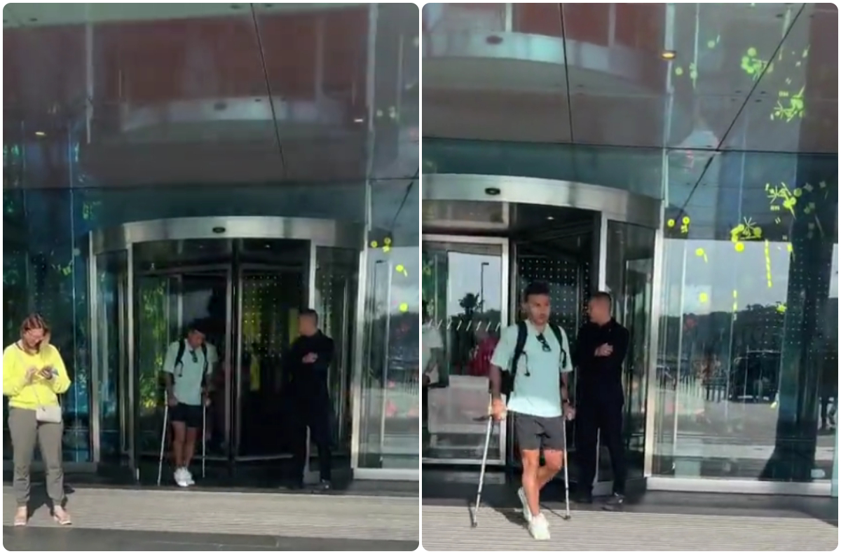 Video: Liverpool star spotted leaving hospital on crutches with season over CaughtOffside