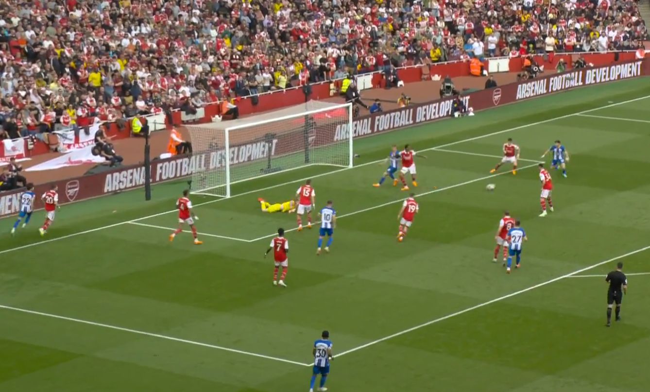 Video: Best first half chances during Arsenal vs Brighton including open goal miss CaughtOffside