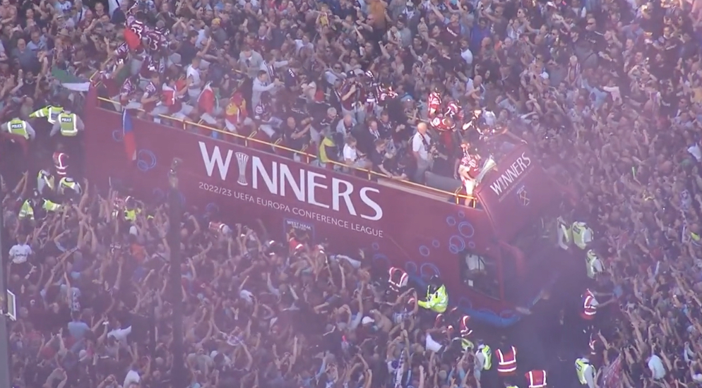 Video: West Ham fans turn up in their thousands to welcome their European heroes CaughtOffside