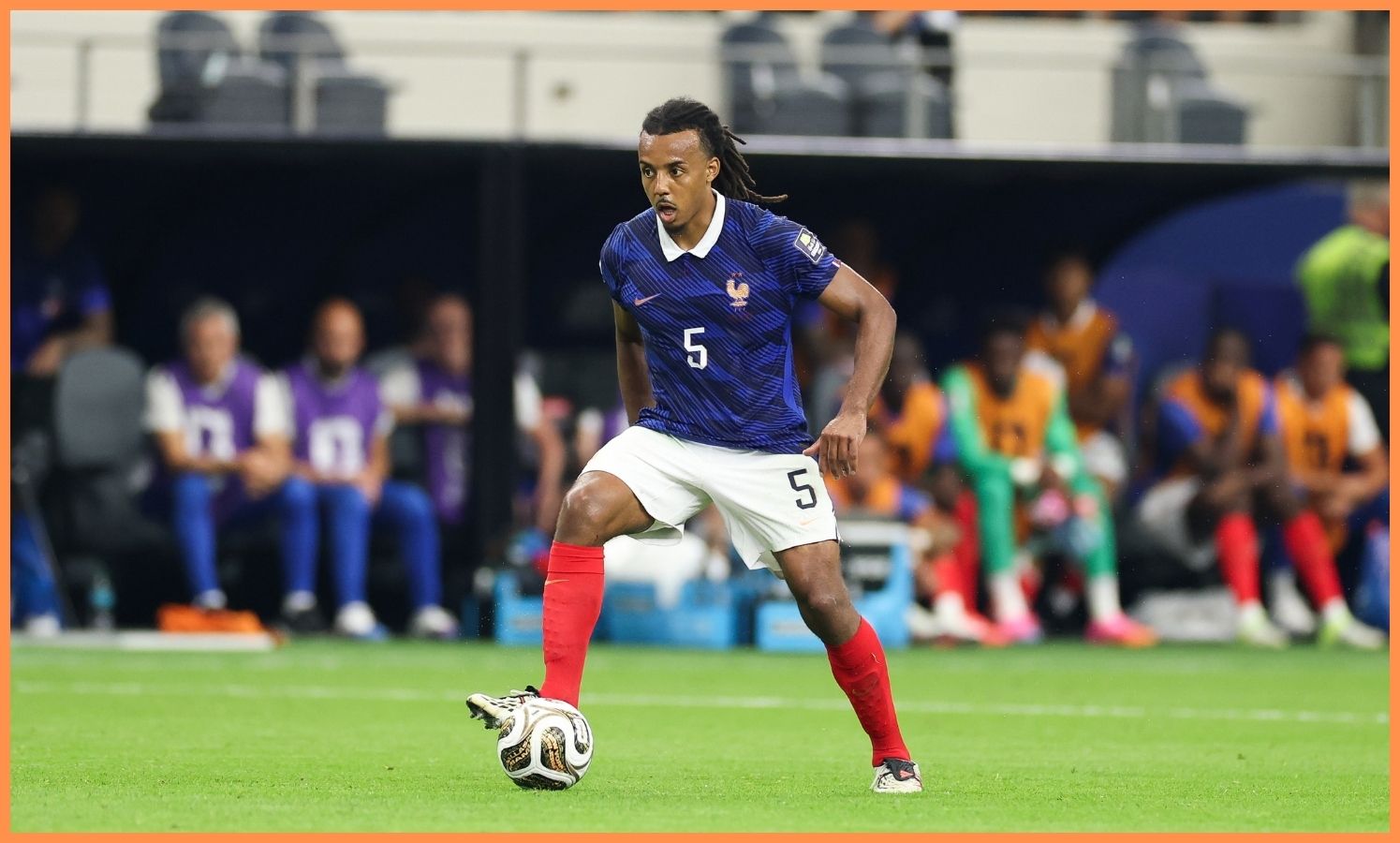 Jules Kounde plays for France. (Photo by Alex Caparros/Getty Images)