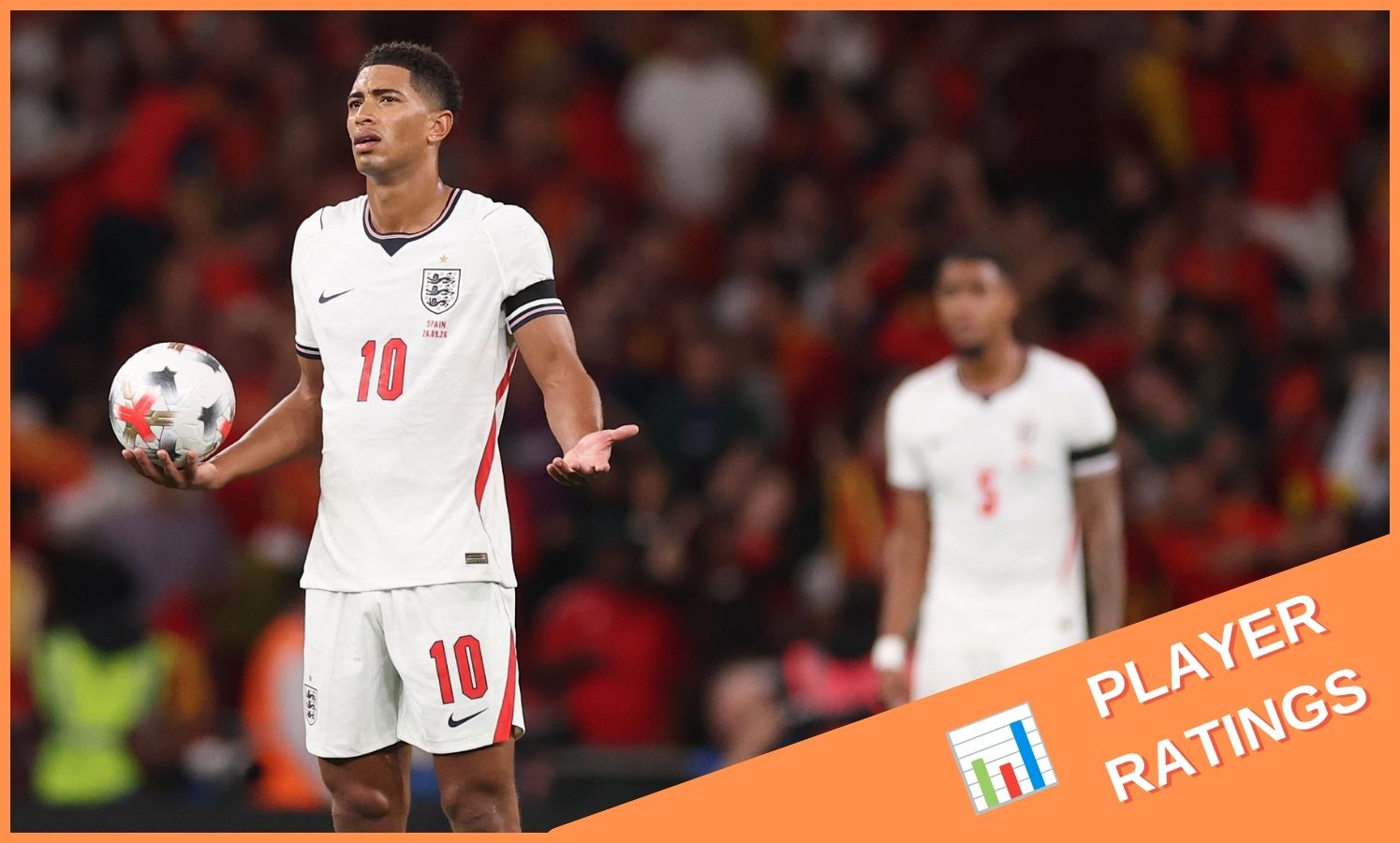 Jude Bellingham reacts during England vs Spain