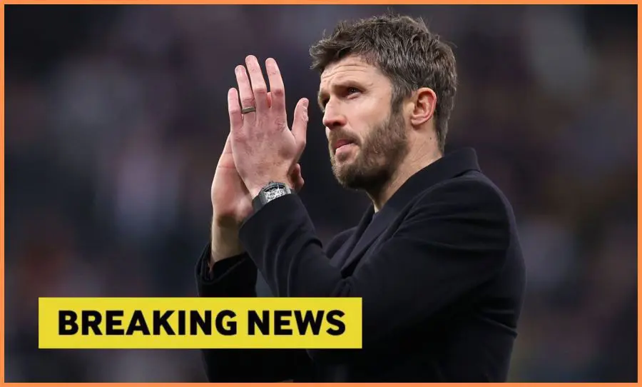 Michael Carrick and breaking news banner